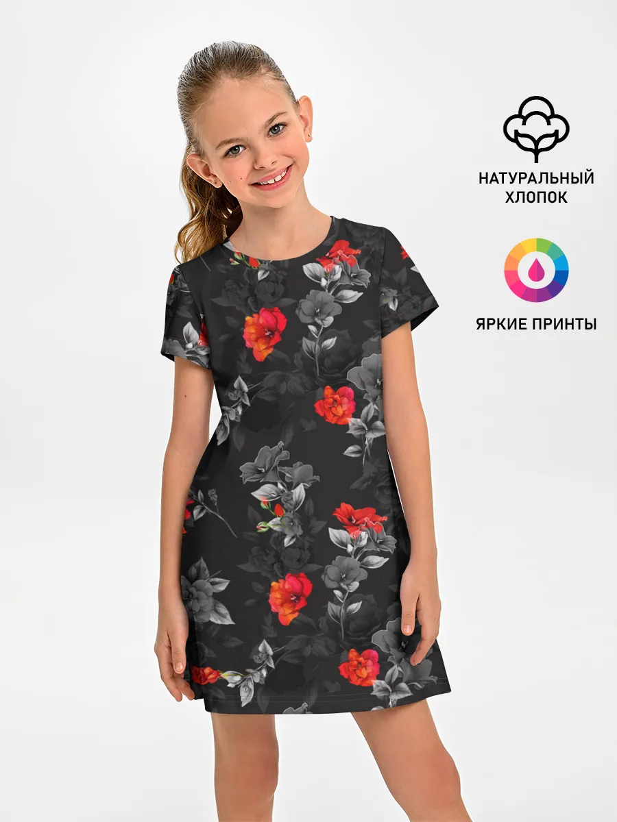 Детское платье / Красные цветы