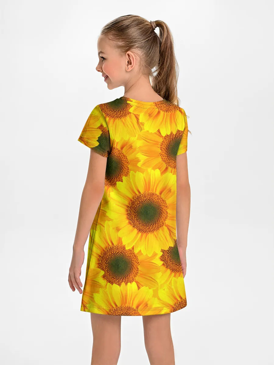 Детское платье / Принт подсолнухи желтый