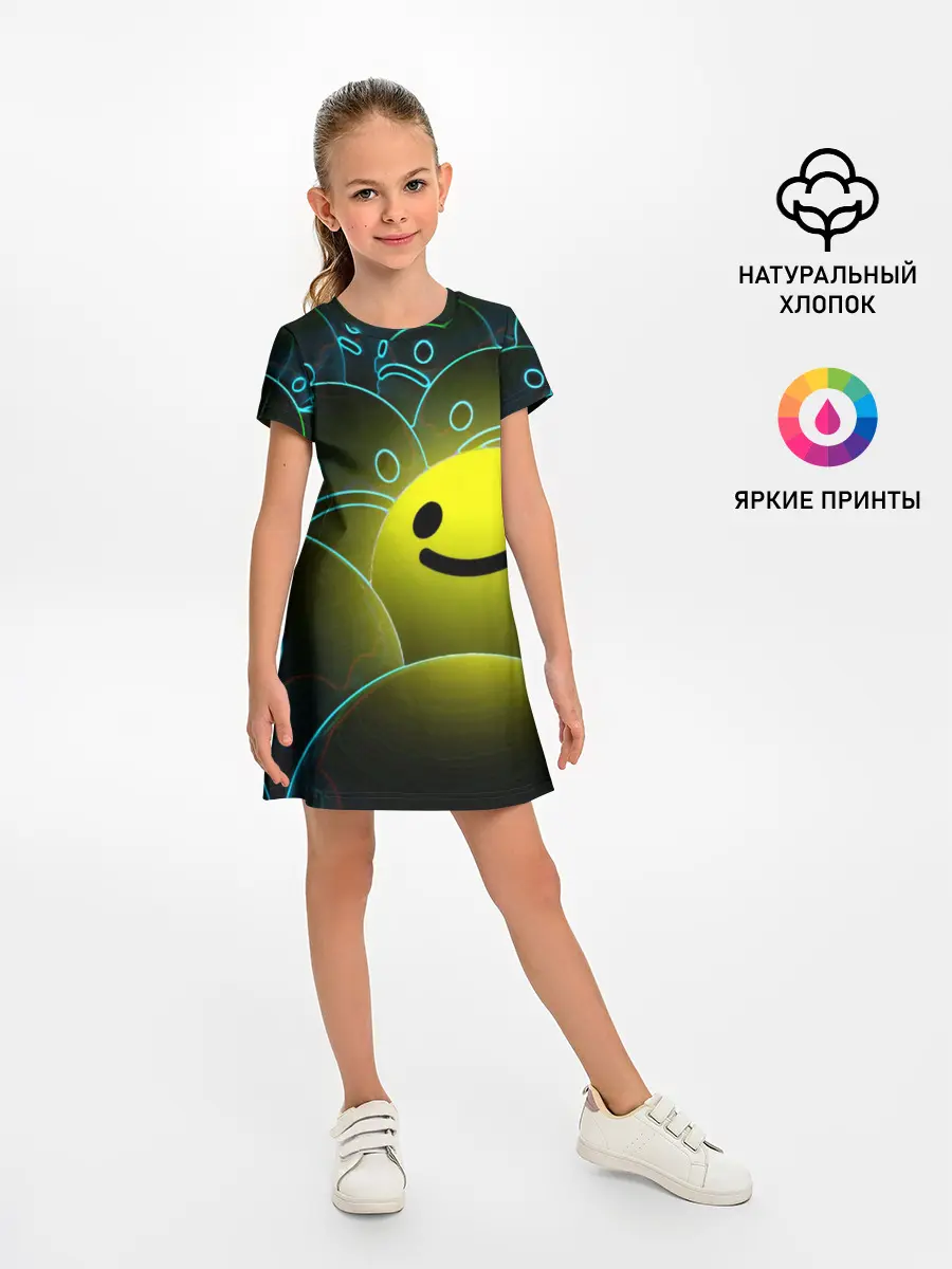 Детское платье / НЕОНОВЫЕ СМАЙЛЫ