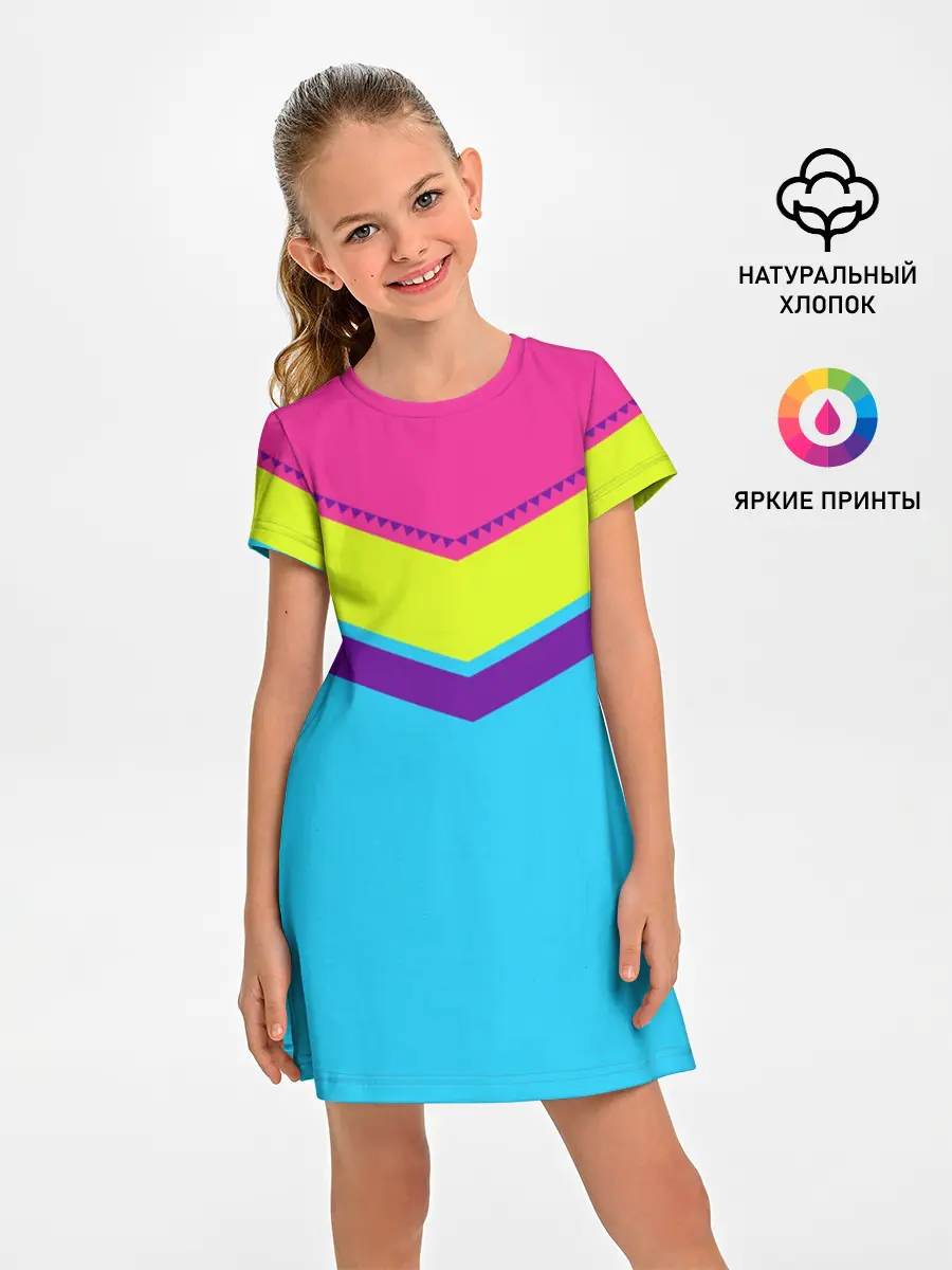 Детское платье / Цветные треугольники_голубой