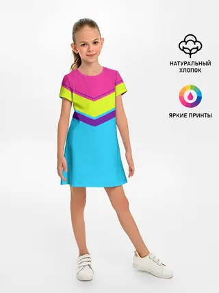 Детское платье / Цветные треугольники_голубой
