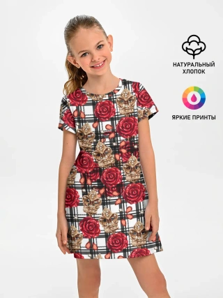Детское платье / Розы в клеточку