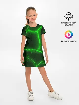 Детское платье / К - 13 зелёная трещина 3D