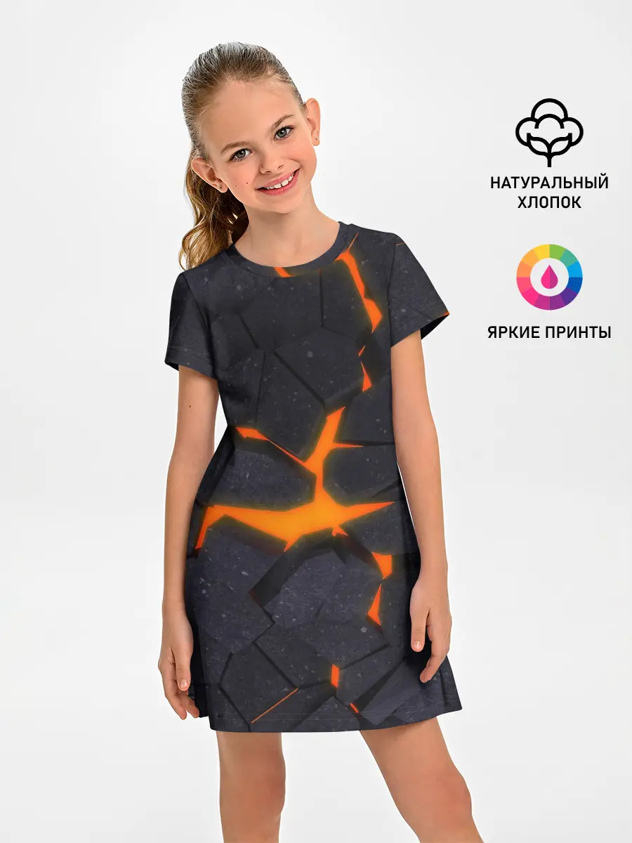 Детское платье / ТРЕЩИНЫ ЗЕМЛИ | 3D CRACKS | НЕОН