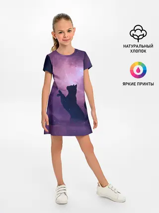 Детское платье / Кошка играет с бабочкой