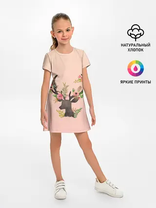 Детское платье / олень рога цветы