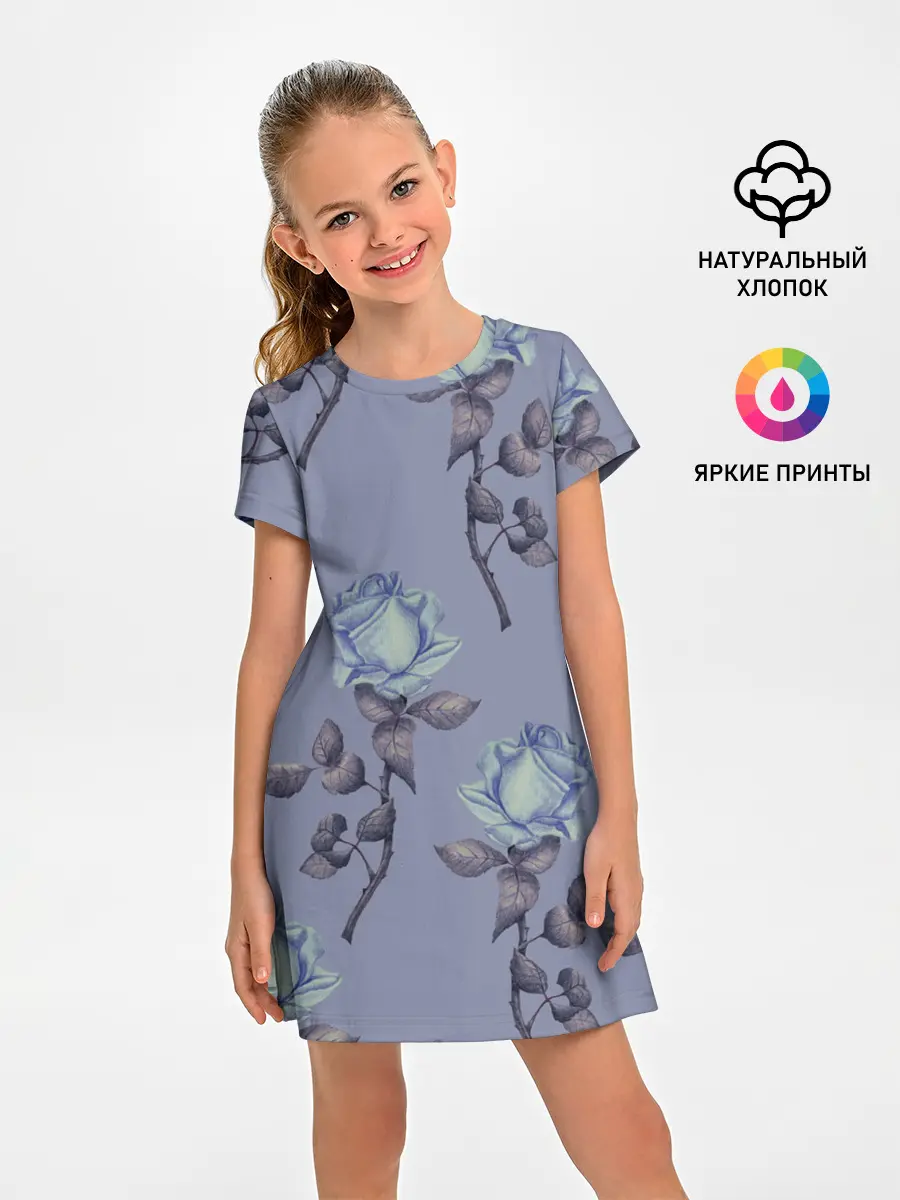 Детское платье / Голубые розы