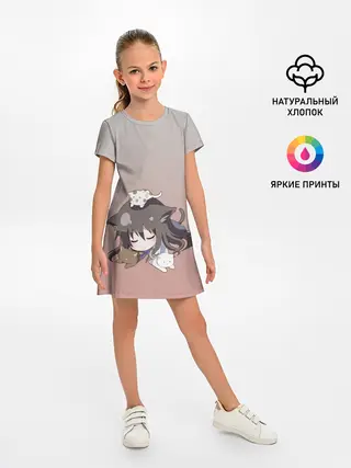 Детское платье / малышка спит ушки котики