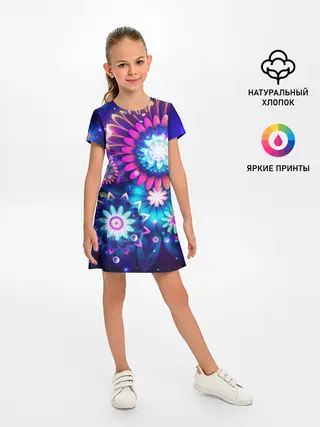Детское платье / Неоновые Цветы
