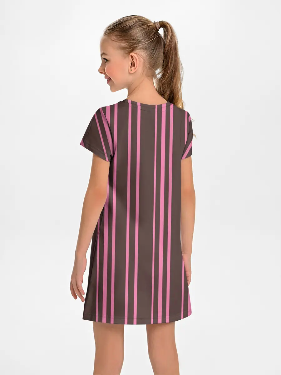 Детское платье / Чёрно-розовые линии