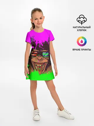 Детское платье / 3D Neon Monkey