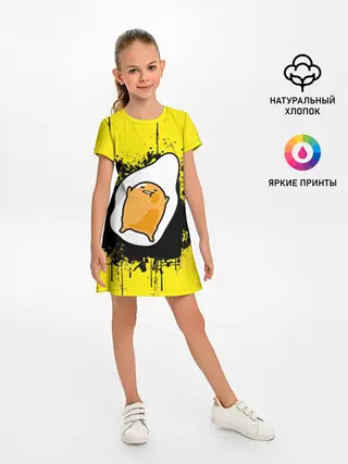 Детское платье / веселое яйцо на черном фоне