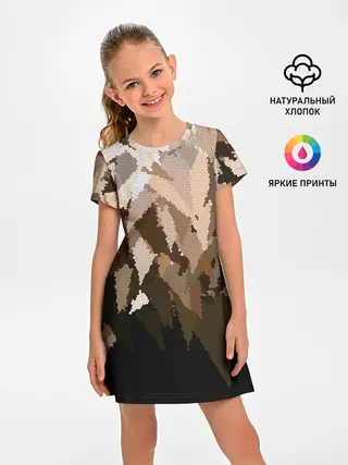 Детское платье / Бежево-коричневая мозаика