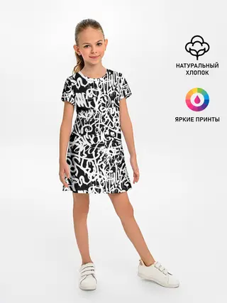 Детское платье / Graffiti white on black