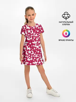 Детское платье / Бело-красный цветочный