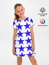 Детское платье / Синие звёзды на белом фоне