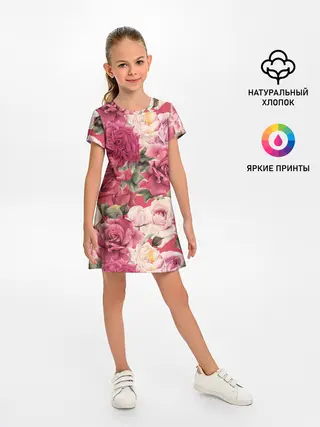 Детское платье / Акварель, розы