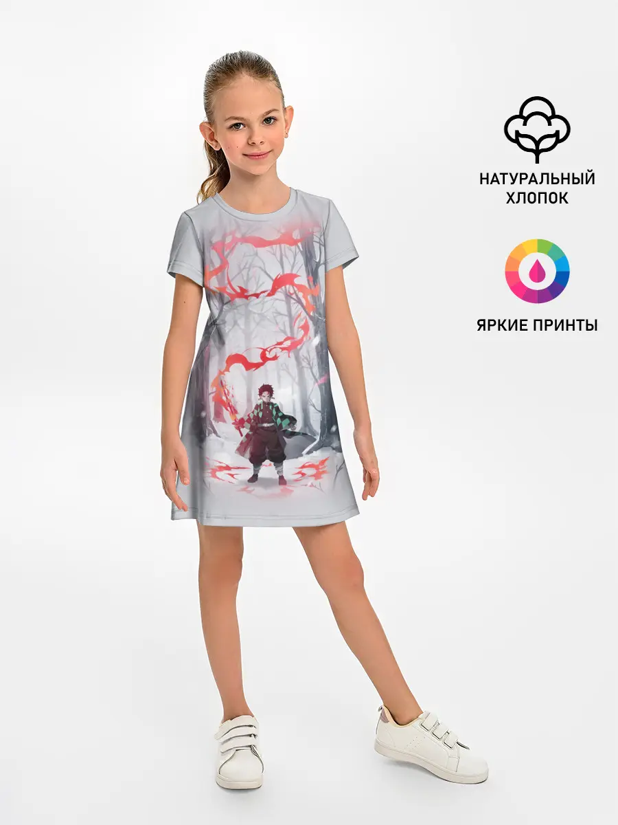 Детское платье / KIMETSU NO YAIBA красный след