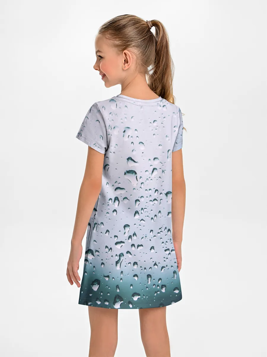 Детское платье / Капли окно стекло дождь серо