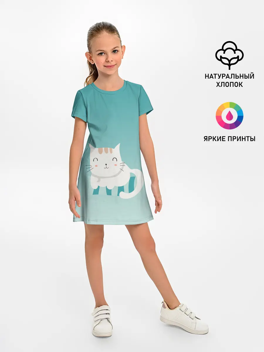 Детское платье / котик на подстилке