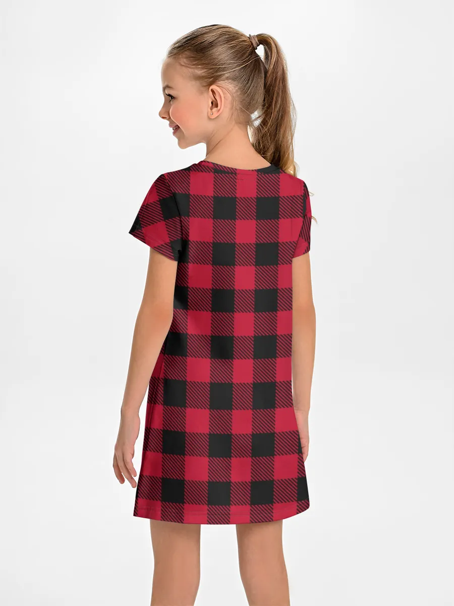 Детское платье / Красный паттерн крупная клетка