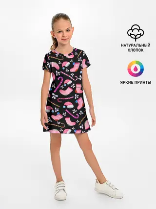 Детское платье / Новогодняя ночь, акварельный узор