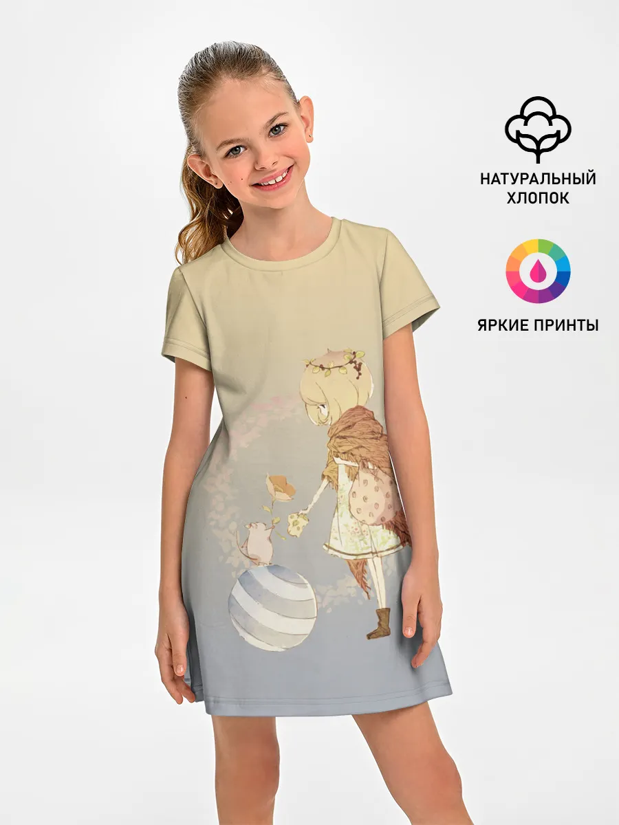 Детское платье / девочка и мышка друзья