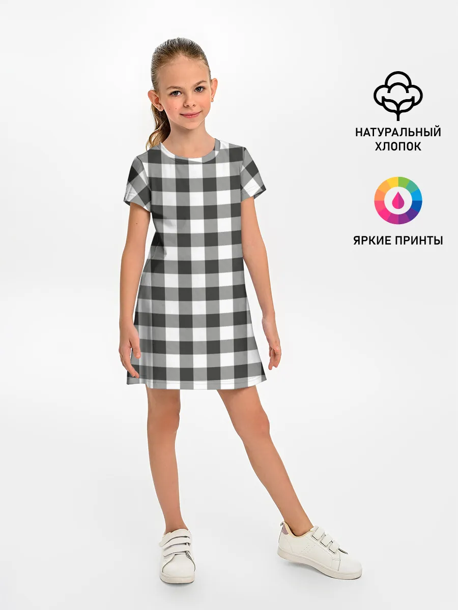 Детское платье / Черно-белая клетка