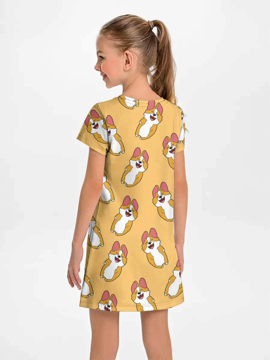 Детское платье / Радость Корги паттерн