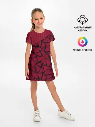 Детское платье / Красный комбинированный узор