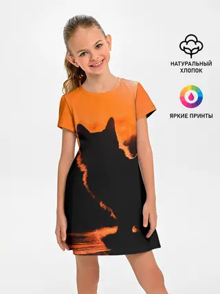 Детское платье / Котенок на фоне заката