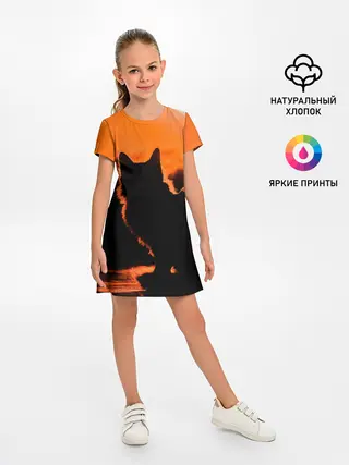 Детское платье / Котенок на фоне заката