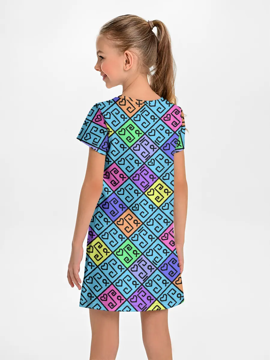 Детское платье / Неоновый яркий абстрактный узо