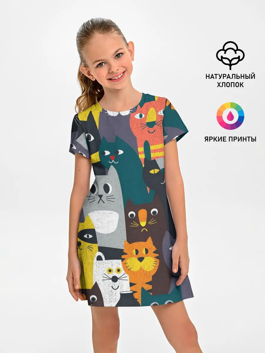 Детское платье / крутые коты