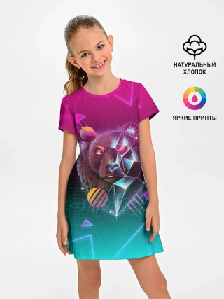 Детское платье / RETRO CYBER BEAR NEON