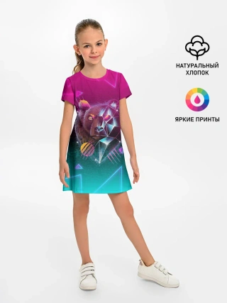 Детское платье / RETRO CYBER BEAR NEON