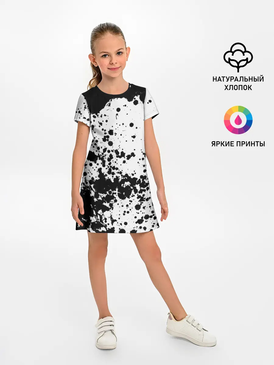 Детское платье / Черно-белые капли