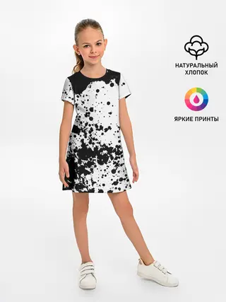 Детское платье / Черно-белые капли