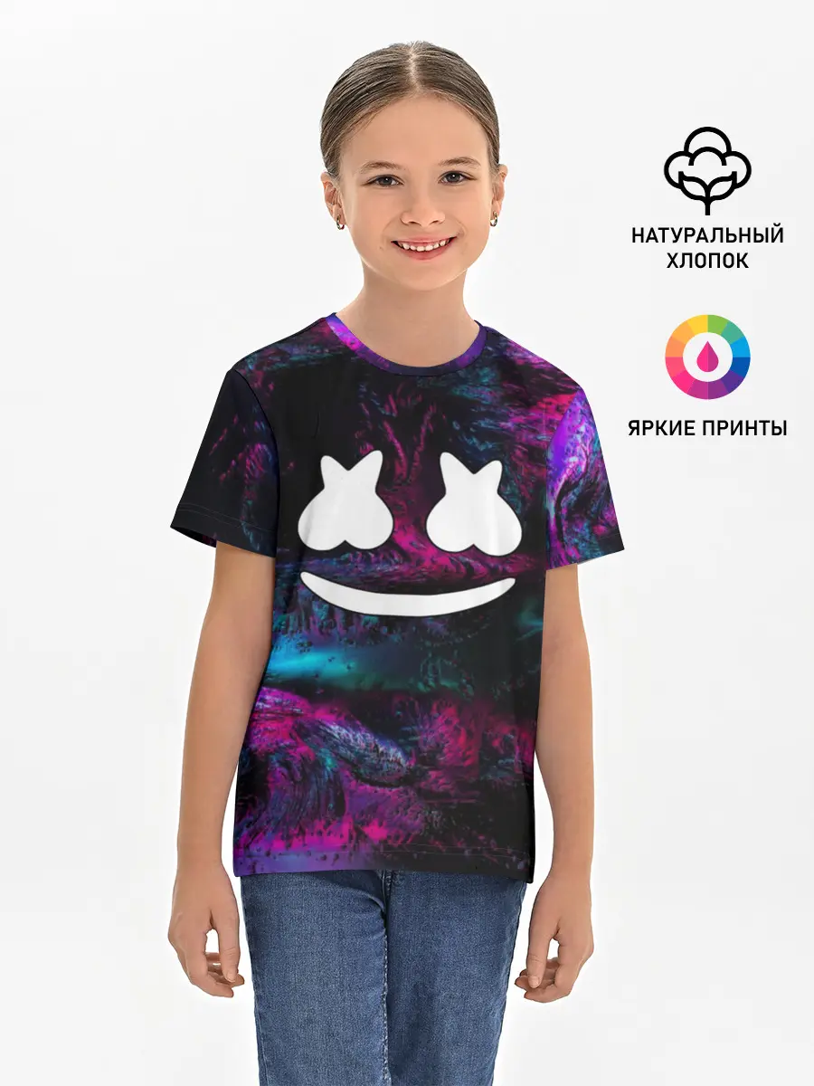 Детская базовая футболка / Marshmello NEON
