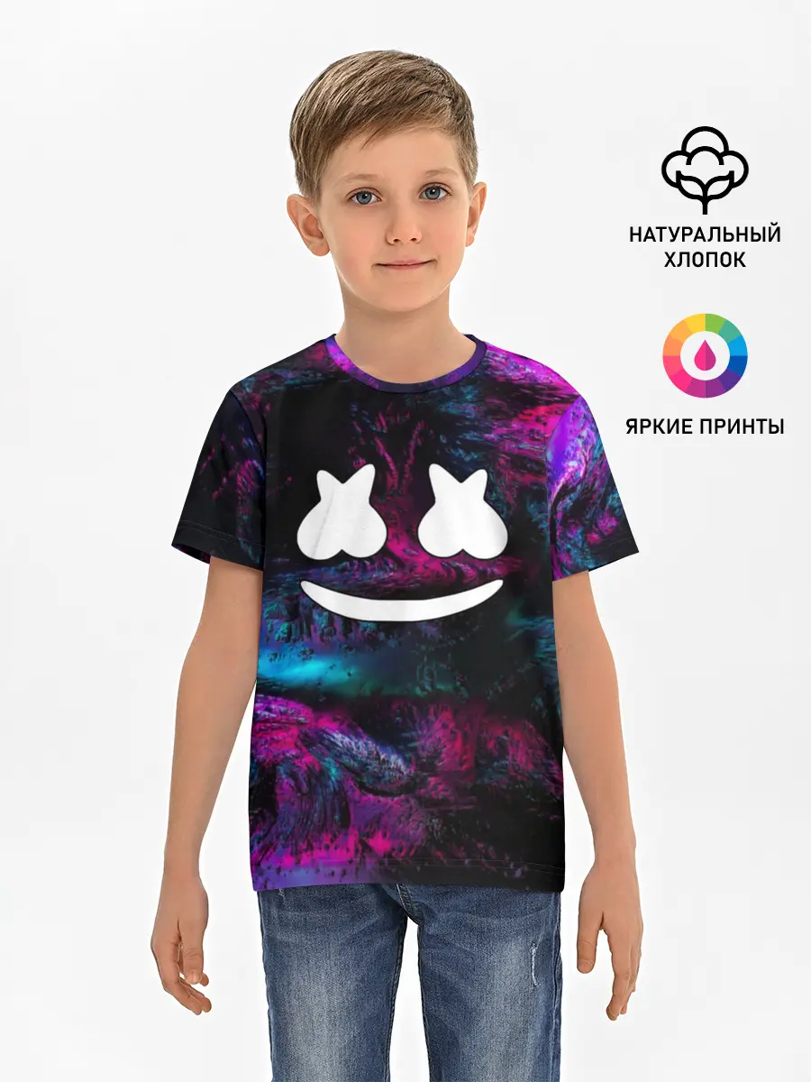 Детская базовая футболка / Marshmello NEON