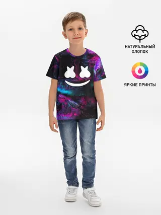 Детская базовая футболка / Marshmello NEON