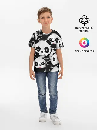 Детская базовая футболка / Смешные панды