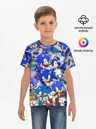 Детская базовая футболка / SONIC СИНИЙ ЁЖ СОНИК