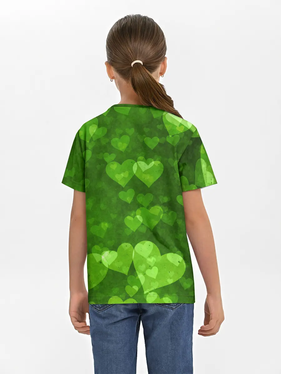 Детская базовая футболка / Geometry Dash | Green Love