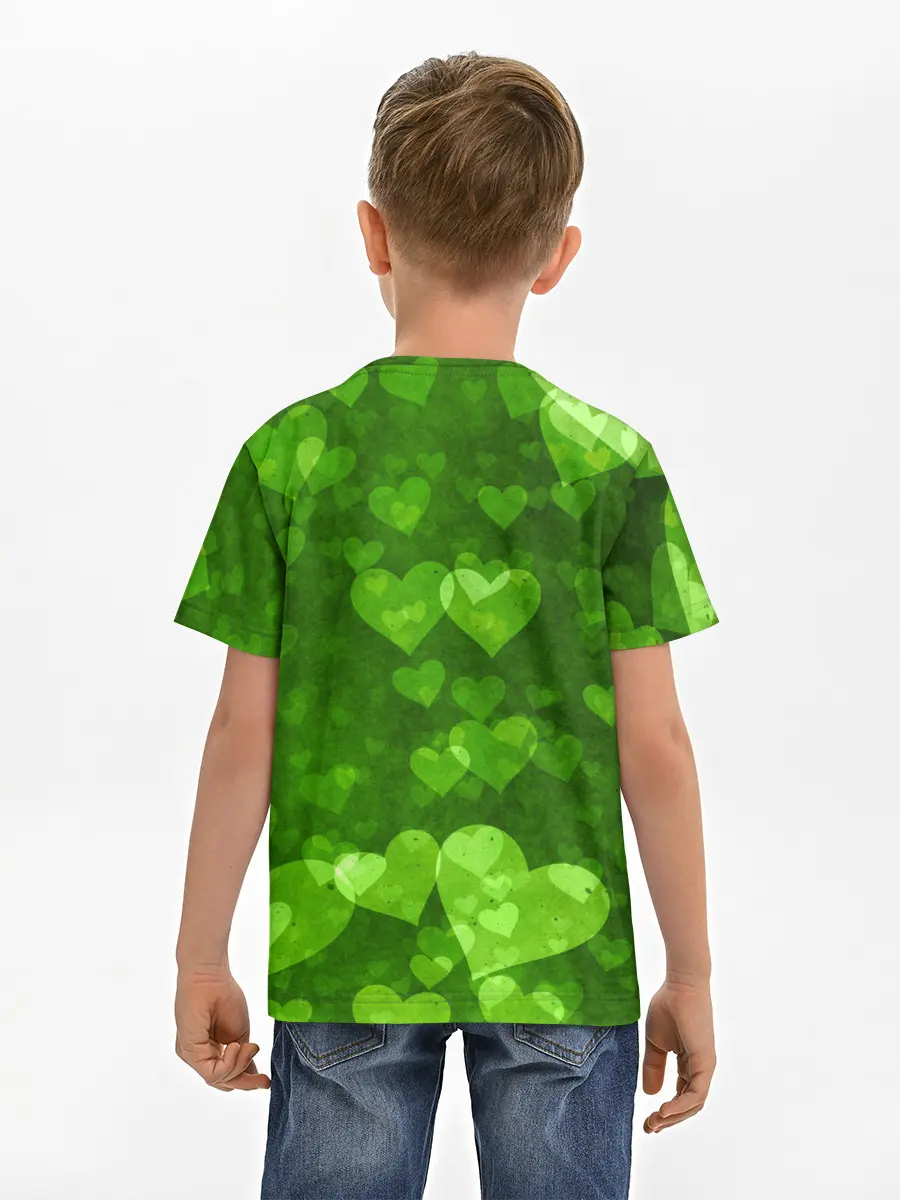 Детская базовая футболка / Geometry Dash | Green Love