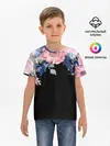 Детская базовая футболка / цветы на черном
