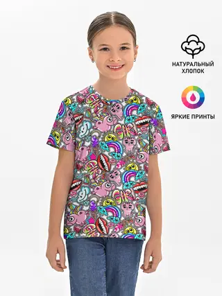 Детская базовая футболка / сумасшедший стикербомб