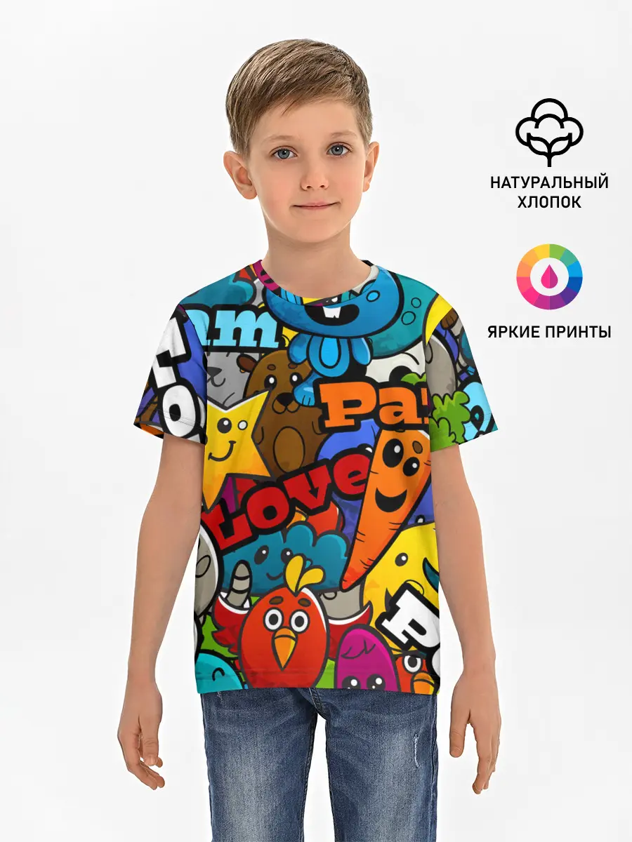 Детская базовая футболка / LOVE | PEACE | PARTY