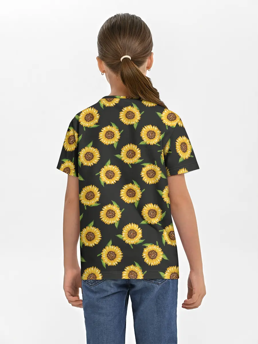 Детская базовая футболка / Подсолнухи паттерн