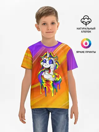 Детская базовая футболка / Единорог | Unicorn | Rainbow